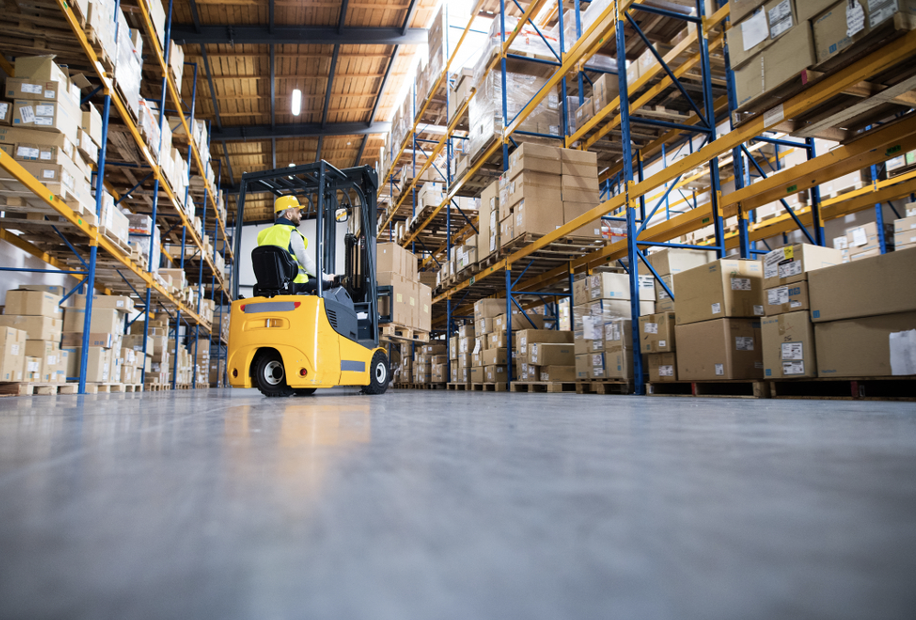 Warehouse fit-out | Modern warehouse space with forklift