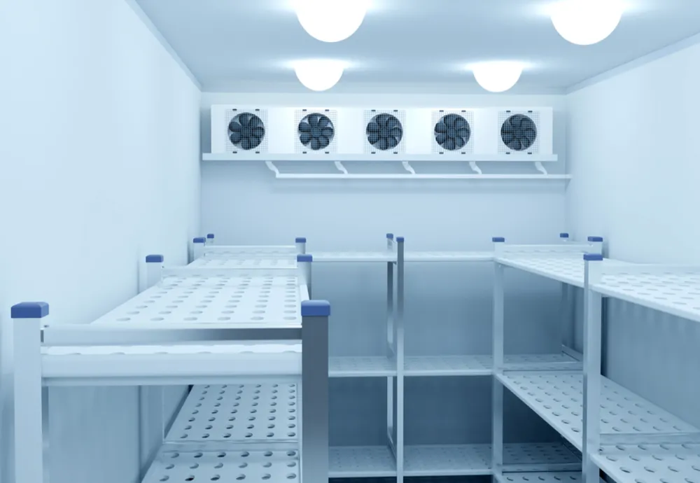 Hygienic Cladding | Modern cold room with shelf storage.